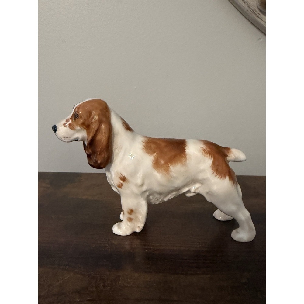 Royal Doulton HN1037‎ White Red Cocker Spaniel Bone China Dog Figurine England